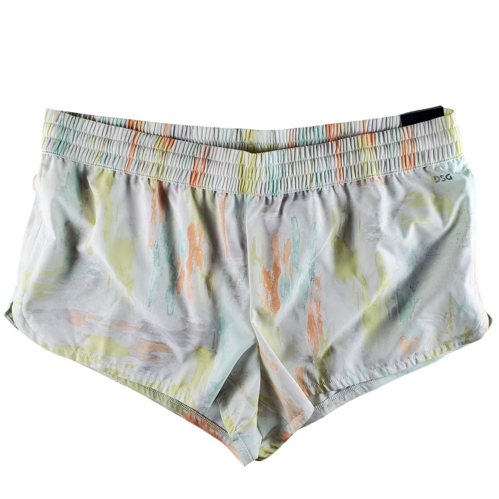 DSG Stride Run Short Womens XL Torn Camo Multi Pastel Mid Rise Stretch Brief New
